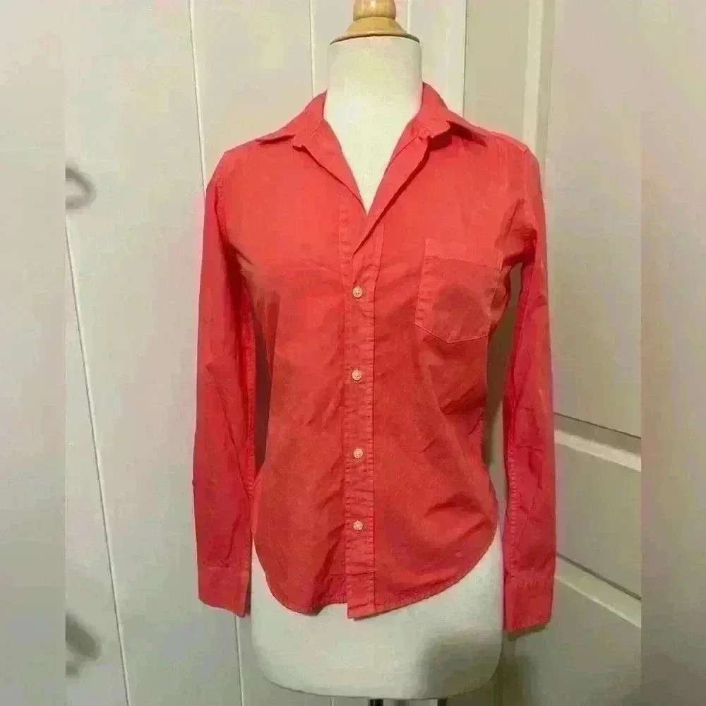 Frank & Eileen Barry Tailored Button Down Top Blouse XS Made USA Preppy Resort